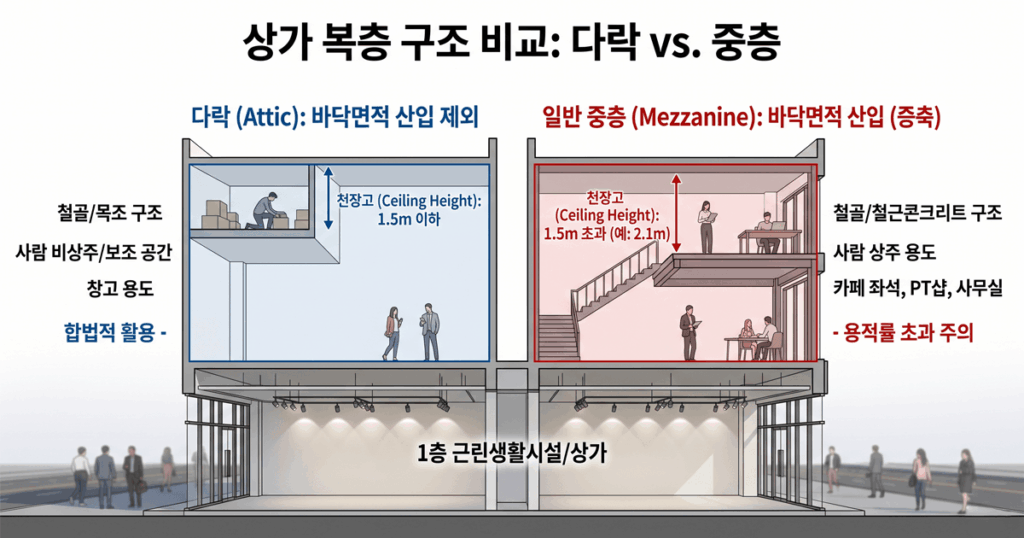 다락 중층 차이 설명하는 자료